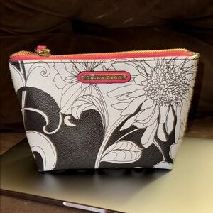 Trina Turk Black and White Floral Cosmetic Bag